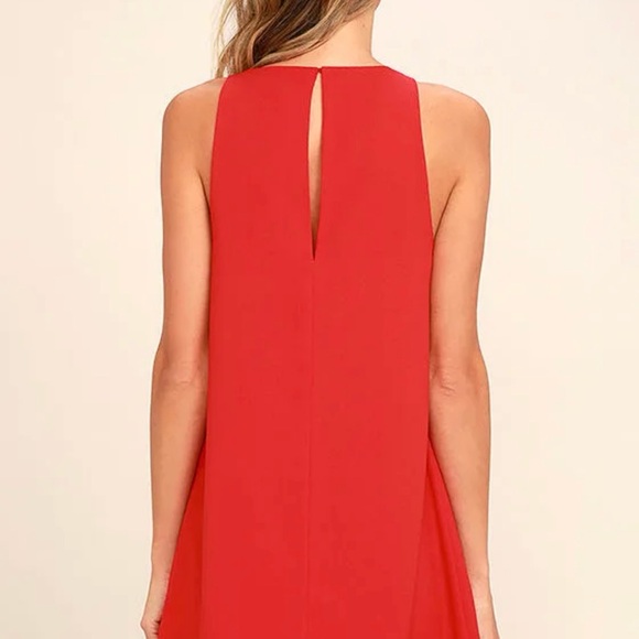 Lulu’s Near or Bar Red Shift Dress Sleeveless Keyhole back Gold Bar size Large - Picture 7 of 11